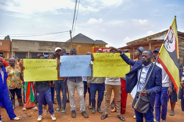 Residents demonstrate against planned demolitions in Nakuwadde, Wakiso District