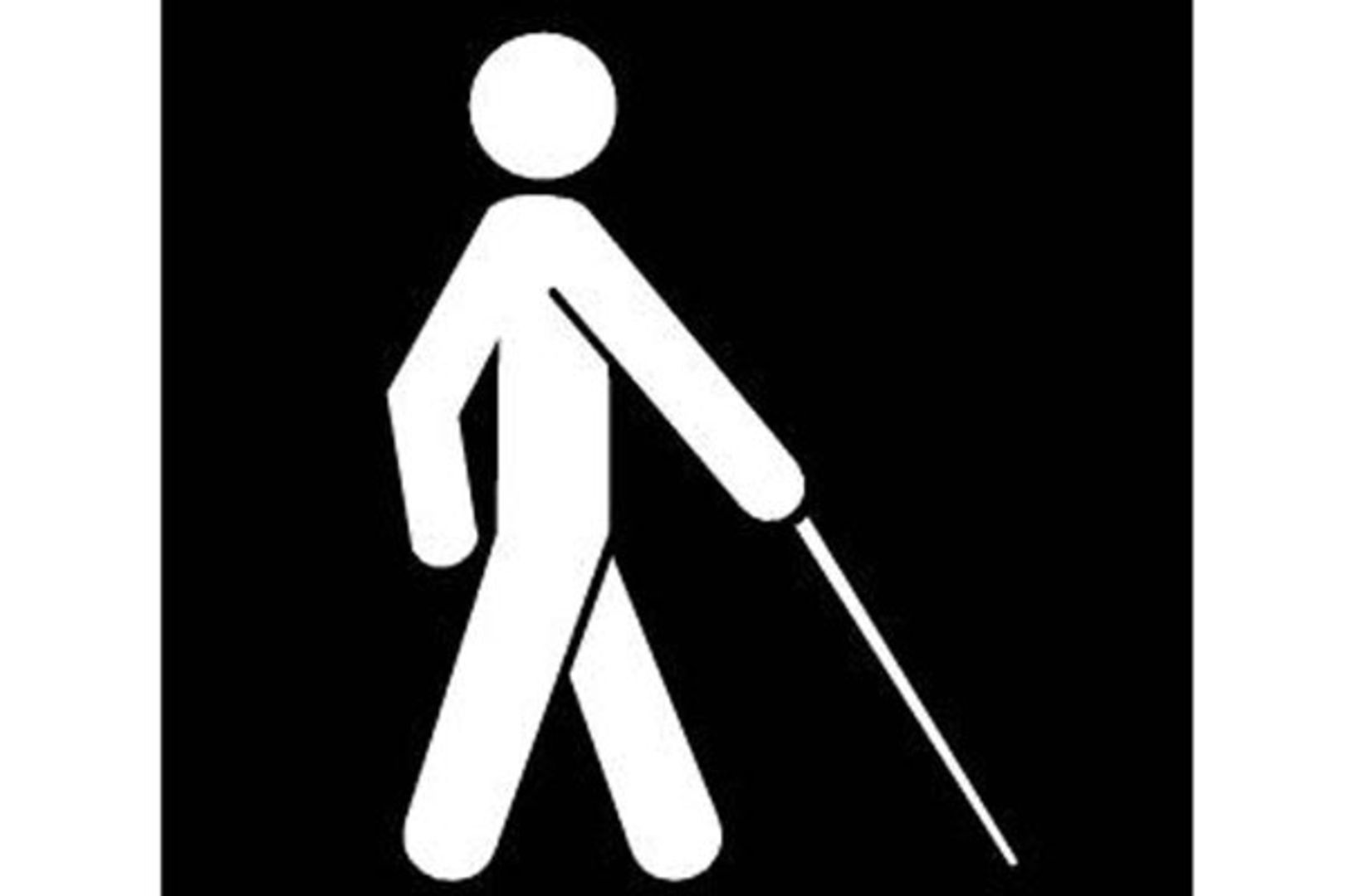 Blind person on crosswalk with white cane stick Vector Image