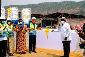 President Museveni and government officials launch the Kingfisher oilfield