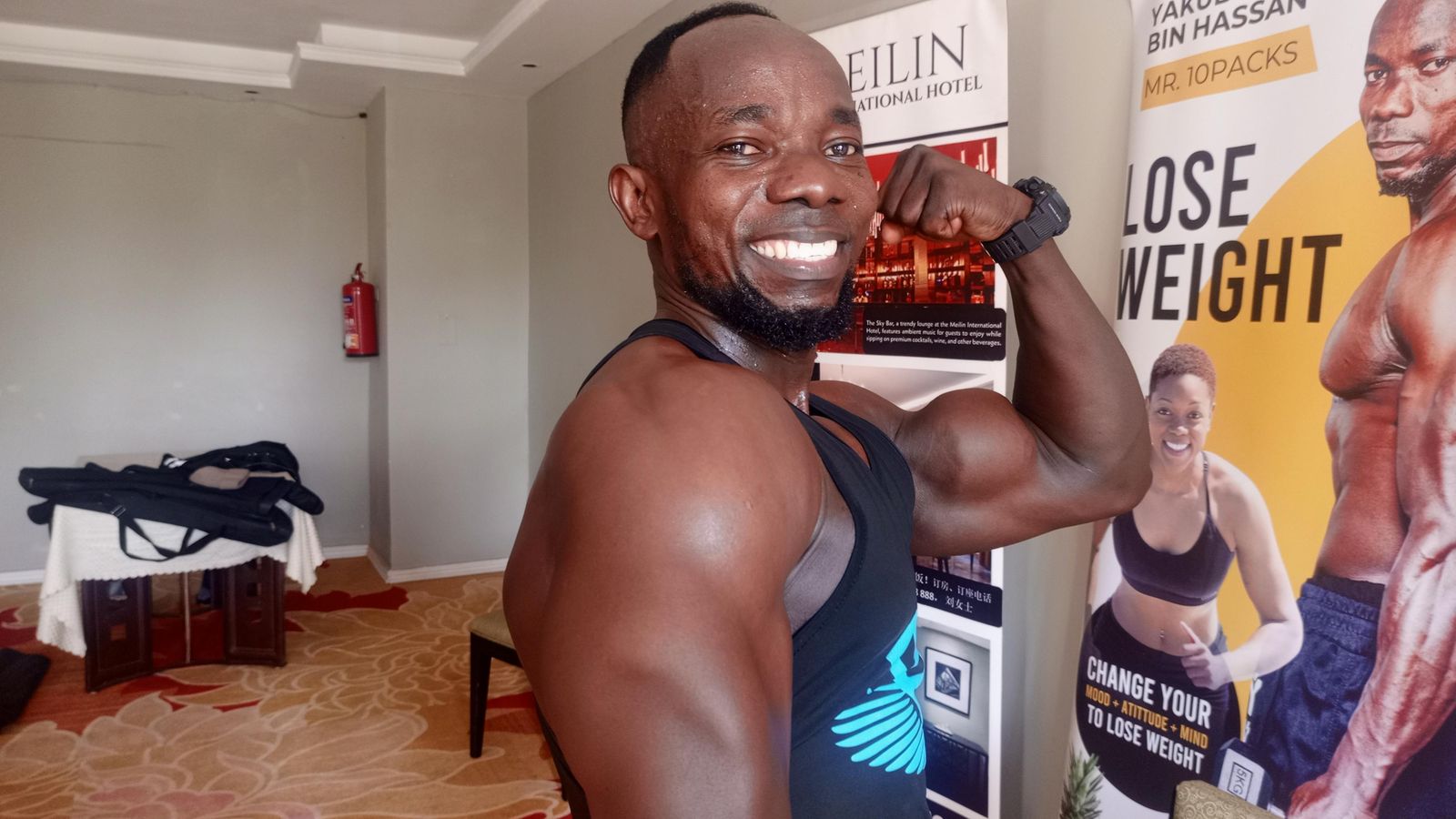 Brutal Athletic Man Muscular Body Poses Gym Showing His Biceps Stock Photo  by ©vladimirgappov@yandex.ru 217836316